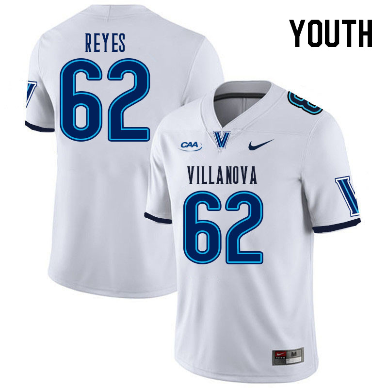 Youth #62 RJ Reyes Villanova Wildcats College Football Jerseys Stitched Sale-White